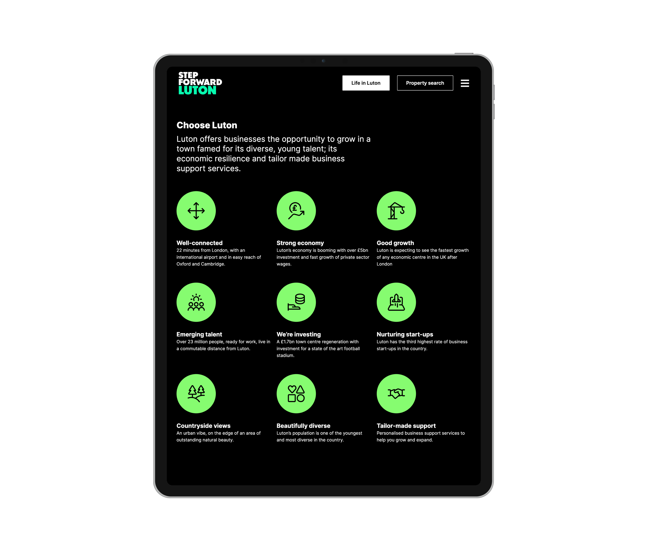 Sample icons as part of the brand identity for Step Forward Luton